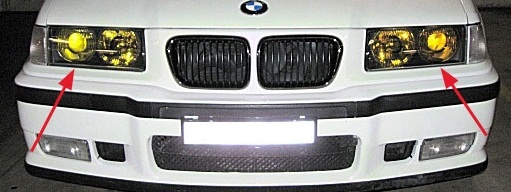 BMW E36 COUPE + CABRIO - LED SCHEINWERFER - Swiss Tuning Onlineshop - BMW  E36 - GELBE BOSCH STREUSCHEIBEN